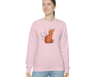 Floral fox sweatshirt for women — nature animal crewneck, fox lover gift