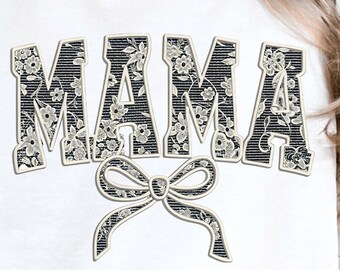 Lace Mama Coquette Png, Mama Png, Floral Mama Chinoiserie Png, Mama Varsity Png, Mothers Day Png, Gift for Mom, Lace Coquette Bow Png