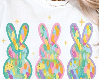 Retro Easter Bunny Png, Happy Easter PNG, Brushstroke Easter Coquette Png, Glitter Easter Rabbit Png, Girls Easter Png, Easter Shirt Design