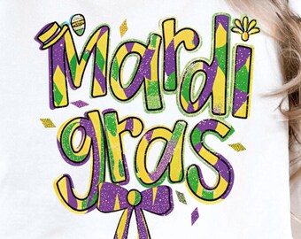 Glitter Mardi Gras Coquette Png, Mardi Gras Png, Fleur De Lis Png, Retro Mardi Gras png, Mardi Gras Sublimation, Mardi Gras Shirt Design