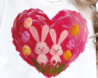Cute bunny heart png, easter png, easter bunny png, Funny Easter Bunnie png, spring png, watercolor bunny png, happy easter png, brushstroke