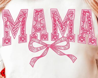 Lace Mama Coquette Png, Mama Png, Floral Mama Chinoiserie Png, Mama Varsity Png, Mothers Day Png, Gift for Mom, Lace Coquette Bow Png