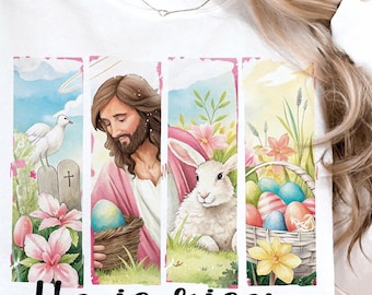 He is Risen PNG, Retro Easter Png, Matthew 28:6, Christian Easter png, Easter Jesus png, Bible Verse Png, Easter Brushstroke, Easter Bunny