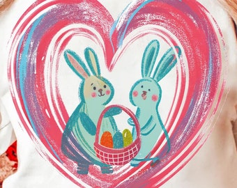 Cute bunny heart png, easter png, easter bunny png, Funny Easter Bunnie png, spring png, watercolor bunny png, happy easter png, brushstroke