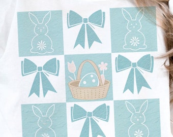 Checkered Easter Coquette PNG, Easter Bunny Png, Retro Easter Png, Happy Easter Png, Christian Easter Png, Girls Easter Png, Preppy Rabbit