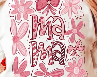 Floral Mama Coquette PNG, Boho Mama PNG, Mothers Day Png, Floral Spring Png, Gift for Mom, Mother, Pink Mama Shirt Design, Motherhood png