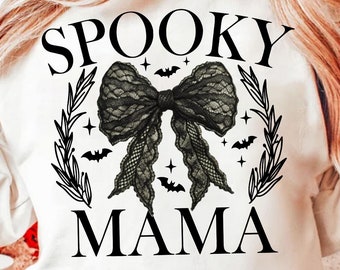 Spooky Mama Png, Coquette Halloween Png, Spooky Season Png, Retro Halloween Png, Fall Png, Halloween Shirt Sublimation Designs Png