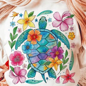 Boho Blumen Meeresschildkröte PNG, Sommer Kleinkind Png, Schildkröte Png, Strand Png, Schildkröte Png, Nautische Sublimationsentwürfe, Fischer Ästhetik Png