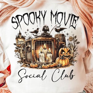 Spooky Movie Social Club PNG Funny Halloween Social Club Png Spooky Season Horror Movie Trendy Halloween Retro Halloween Shirt Png