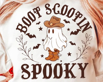 Boot Scoot Spooky png, Western Ghost png, Retro Halloween Design, Cowboy Ghost png, Western Halloween Sublimation, Vintage Ghost Halloween