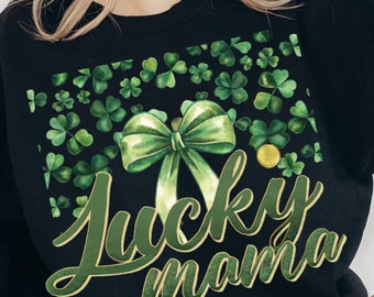 Lucky Mama St. Patrick's Day PNG, Retro Green Mama PNG, St. Patrick's Bow png, Mama Lucky PNG, St. Patrick's Day Digital Design png