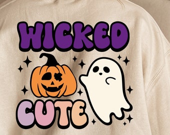 Wicked Cute SVG, Halloween PNG, Cute Halloween Png, Ghoul Svg, Spooky Vibes Svg, Retro Ghost Svg, Retro Halloween Svg, Halloween Vibes