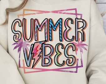Vibes d'été PNG, PNG d'été, téléchargement numérique Png, Doodle lumineux, points dalmates, rétro été png, Bonjour été png, plage png,