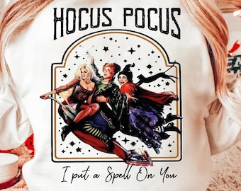 Hocuss Pocu ハロウィン シャツ PNG、Hocuss Pocuss デジタル ファイル、Sandersonn Sisters 昇華デザイン、レトロ Hocuss Pocuss デジタル ダウンロード