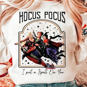 Hocuss Pocu Camisa de Halloween PNG, Archivo digital Hocuss Pocuss, Diseño de sublimación de las hermanas Sandersonn, Descarga digital retro Hocuss Pocuss