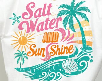 Eau salée et rayonnement solaire png, sublimation, été png, plage rétro png, tropical png, conception de t-shirt, téléchargement immédiat png