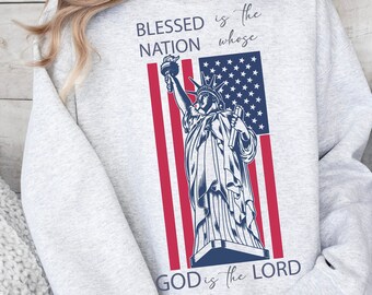 Bendita es la nación cuyo Dios es el Señor, Cruz de Fe Png para Camisa, Sublimación de Jesús, Png Cristiano, Cruz Vintage Digital, Angustiado