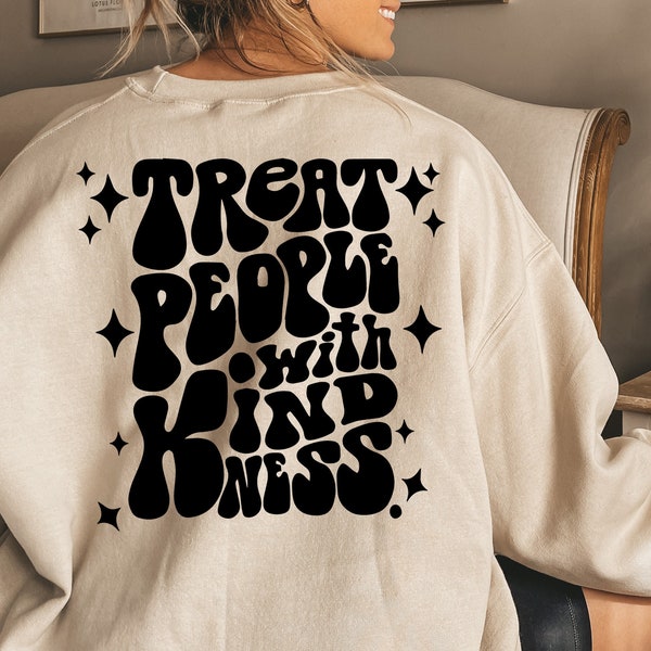 Treat People with Kindness SVG and PNG File, Kindness svg , Be Kind Svg Cut File, Be A Kind Human Svg, Wavy Stacked Text Svg