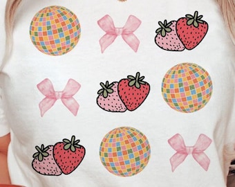Summer Png Sublimation Design For Shirts, Strawberry Png, Cute Summer Png, Disco Ball Summer Png Trendy Design, Summer Clipart Download