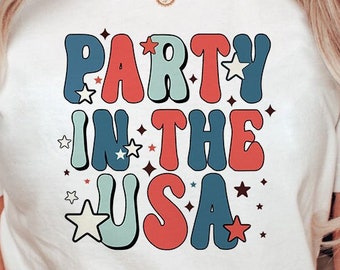 Party in the USA Svg, 4th of July svg, Usa svg, retro america svg, smiley face svg, american flag svg, Fourth of July svg, retro svg, trendy