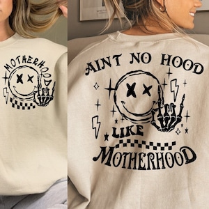 Funny Mom SVG PNG Ain't No Hood Like Motherhood Funny Mothers Day Trendy Mom Png Sarcastic Retro Sublimation Front Back Svg CutFile