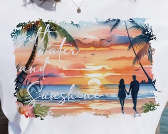 Salt Water Sunshine png, Beach png, Retro Summer png, Retro png, Summer png, Trendy png, Sublimation Designs, Summer T Shirt Png Design