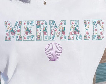 Sommer PNG für Sublimation, Meerjungfrau PNG, Strand, Kokosnuss Mädchen PNG, Vintage Sommer PNG, trendiges Sommerdesign, VSCO PNG, Niedliche Ästhetik
