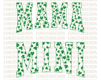 Mama and Mini SVG PNG, St Patrick's Day Svg, Retro St Patricks, Shamrock Svg, St Patrick's Day Sublimation Designs, Digital Download