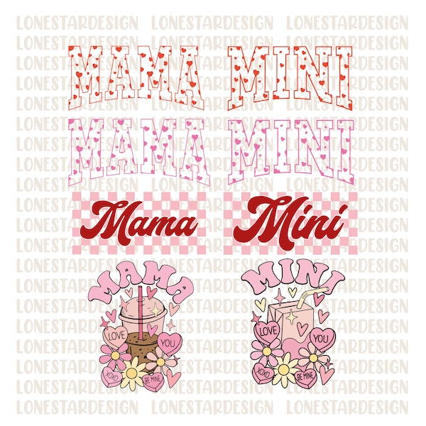 Mama Mini Valentines bundle svg png, Valentines Sublimation Design, Valentine’s Day Sublimation Digital Design Download, Valentines shirt