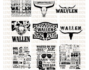 Wallen Bundle Svg,Png, Wallen Png, Western Cowboy Png, Wallen Cowboy Png, Retro Western Bull Skull Png, Country Music, Wallen Bull