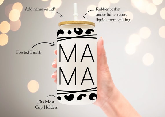 Mama Leopard Glass Cup ~ Libbey Glass Can ~ 16 oz ~ Cheetah Print ~ Ma –  LoveEverAfterDesign