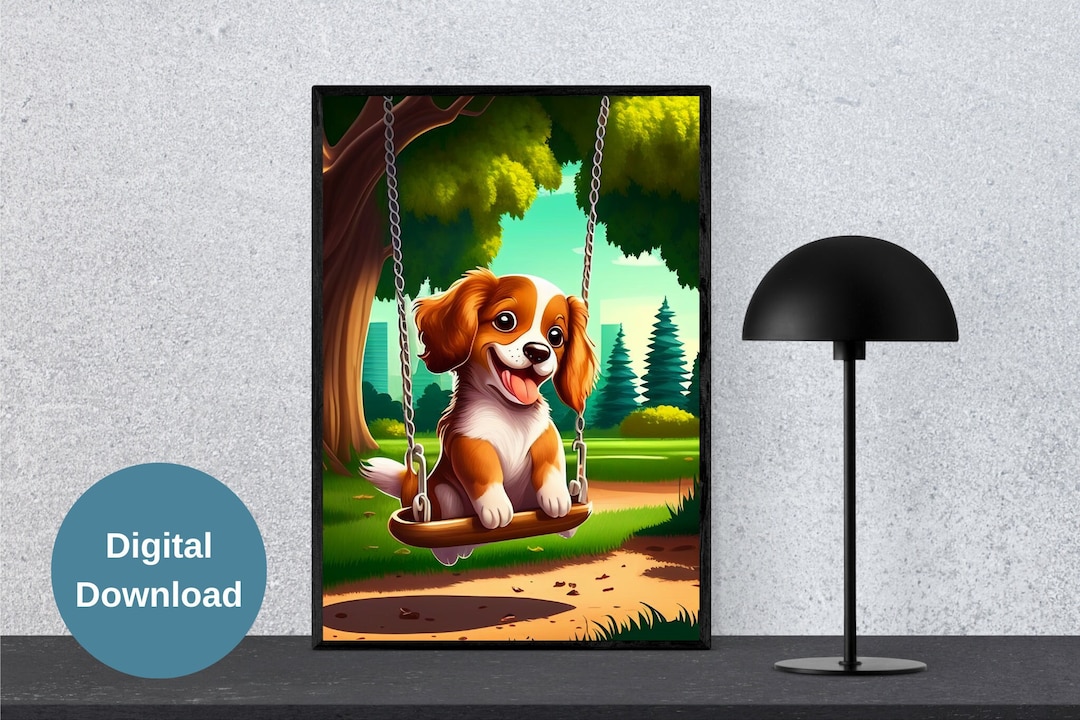 Cartoon Dog Wall Art Printable Dog Wall Decor Poster Dog Digital Print
