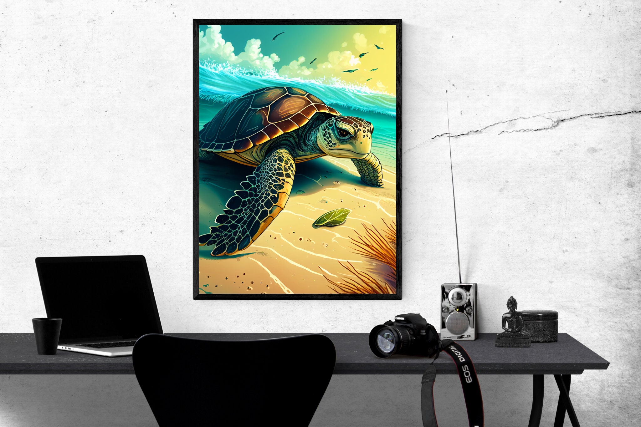 Cartoon Sea Turtle Printable Ocean Art Turtle Wall Decor Print Gift