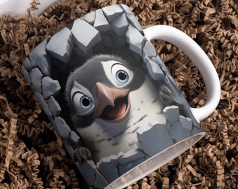 Penguin Mug Wrap Sublimation Template: 11oz & 15oz PNG (Digital Download)