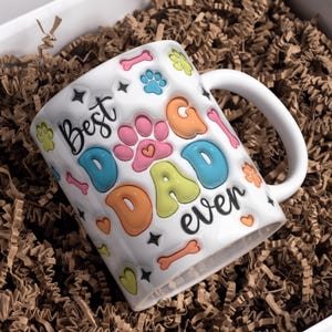 3D Puffy Dog Dad Mug Wrap | Inflated Mug Wrap | Sublimation Design | Dog Paw PNG Wrap | Dog Dad Gift | Png Mug File | INSTANT  DOWNLOAD