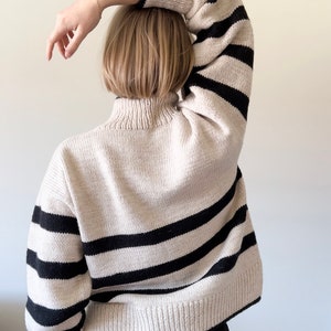 Sweater with stripes for women digital knitting pattern