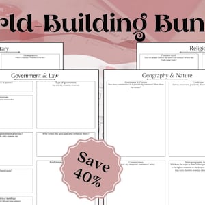 Fantasy World-Building Templates Bundle for Geography, Government, Religion, and Military | Creative Writing and DnD | Digital and Printable