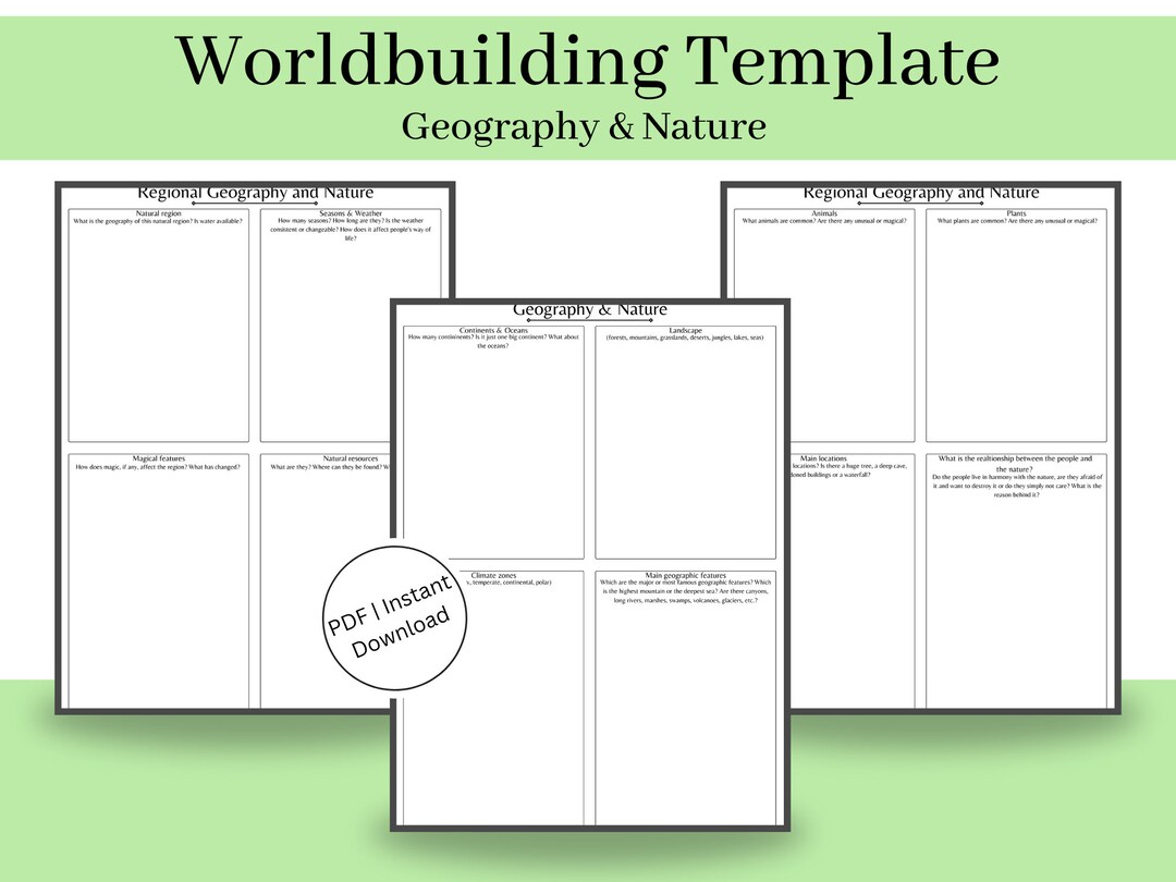 Fantasy Worldbuilding Template for Geography and Nature Creative Fantasy Worldbuilding Template for Geography and Nature Creative