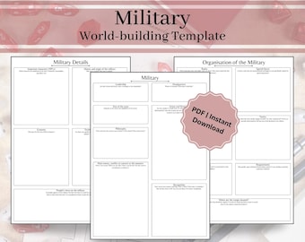 Fantasy Military Worldbuilding Template: TTRPG, DnD, Book Writing (Digital and Printable)