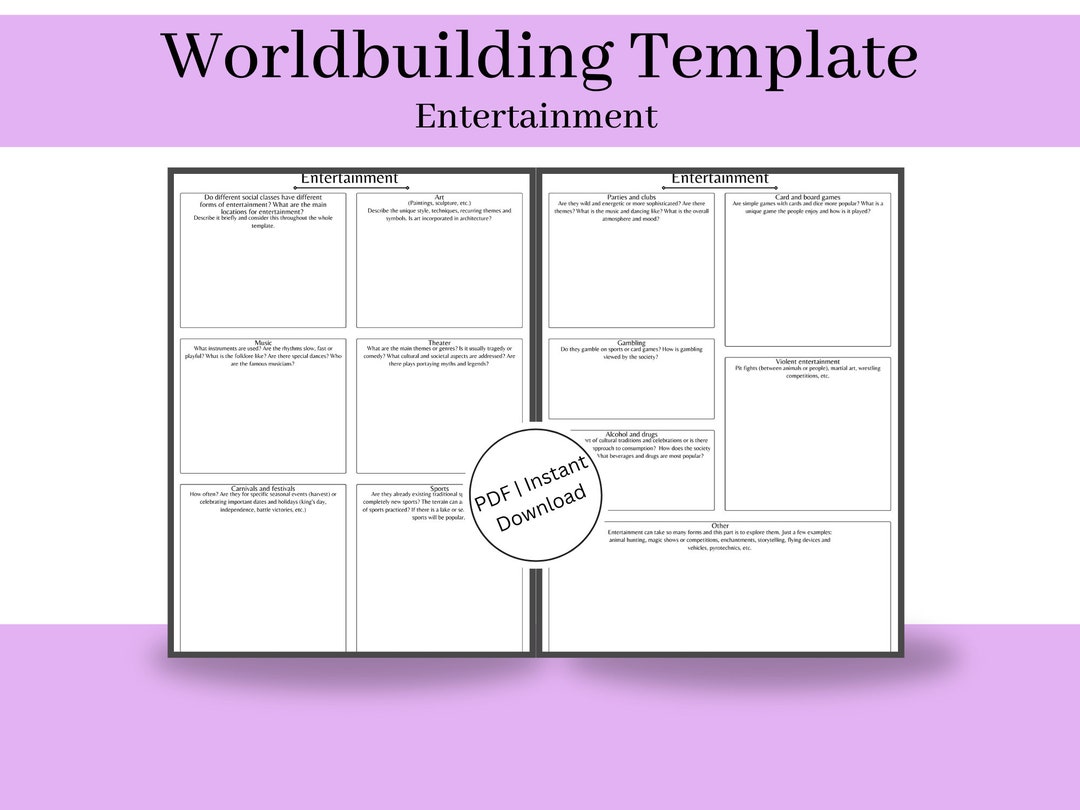 Fantasy Worldbuilding Template for Entertainment of a Nation Creative Fantasy Worldbuilding Template for Entertainment of a Nation Creative