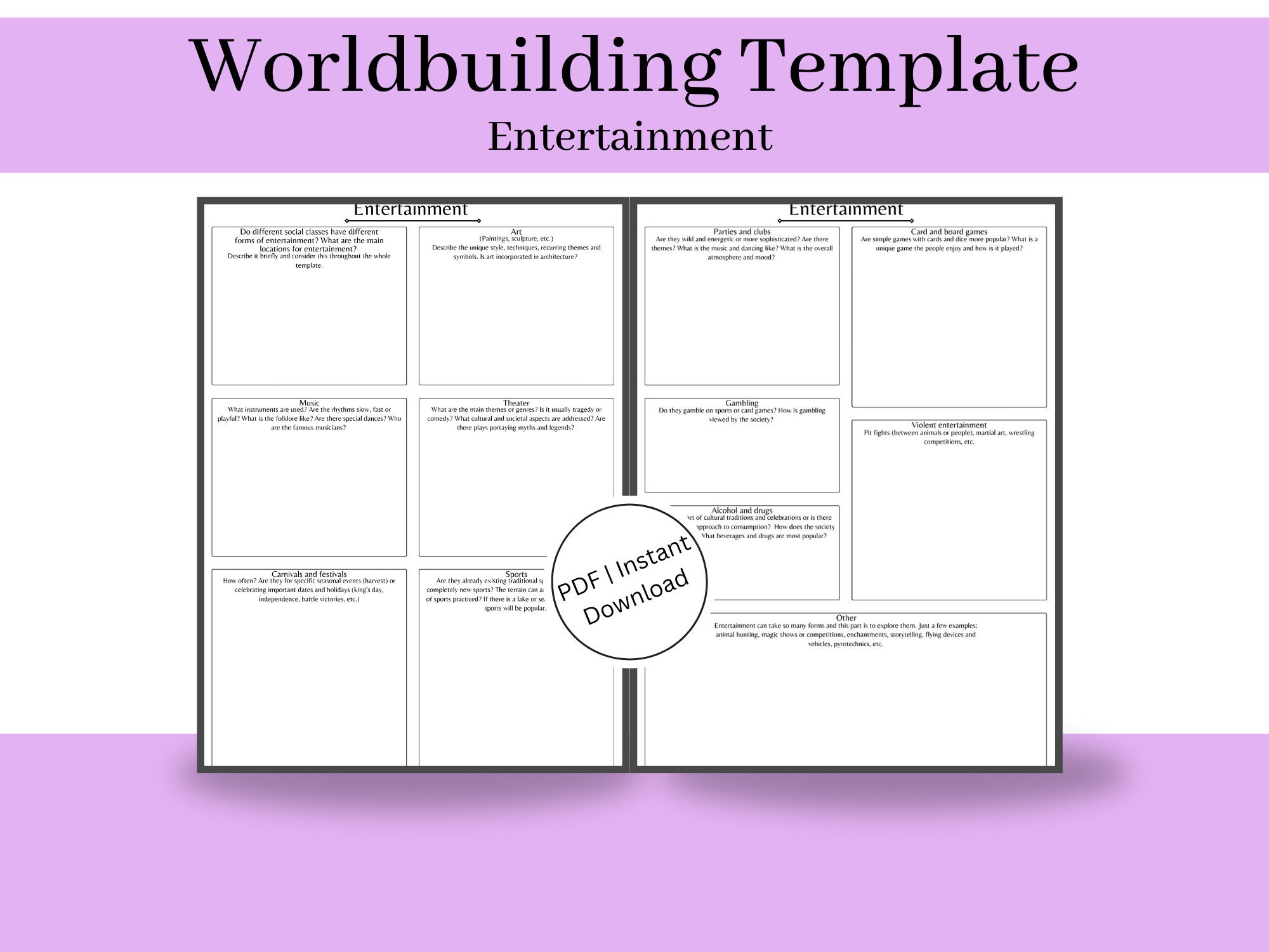 Fantasy Worldbuilding Template for Entertainment of a Nation Creative Fantasy Worldbuilding Template for Entertainment of a Nation Creative