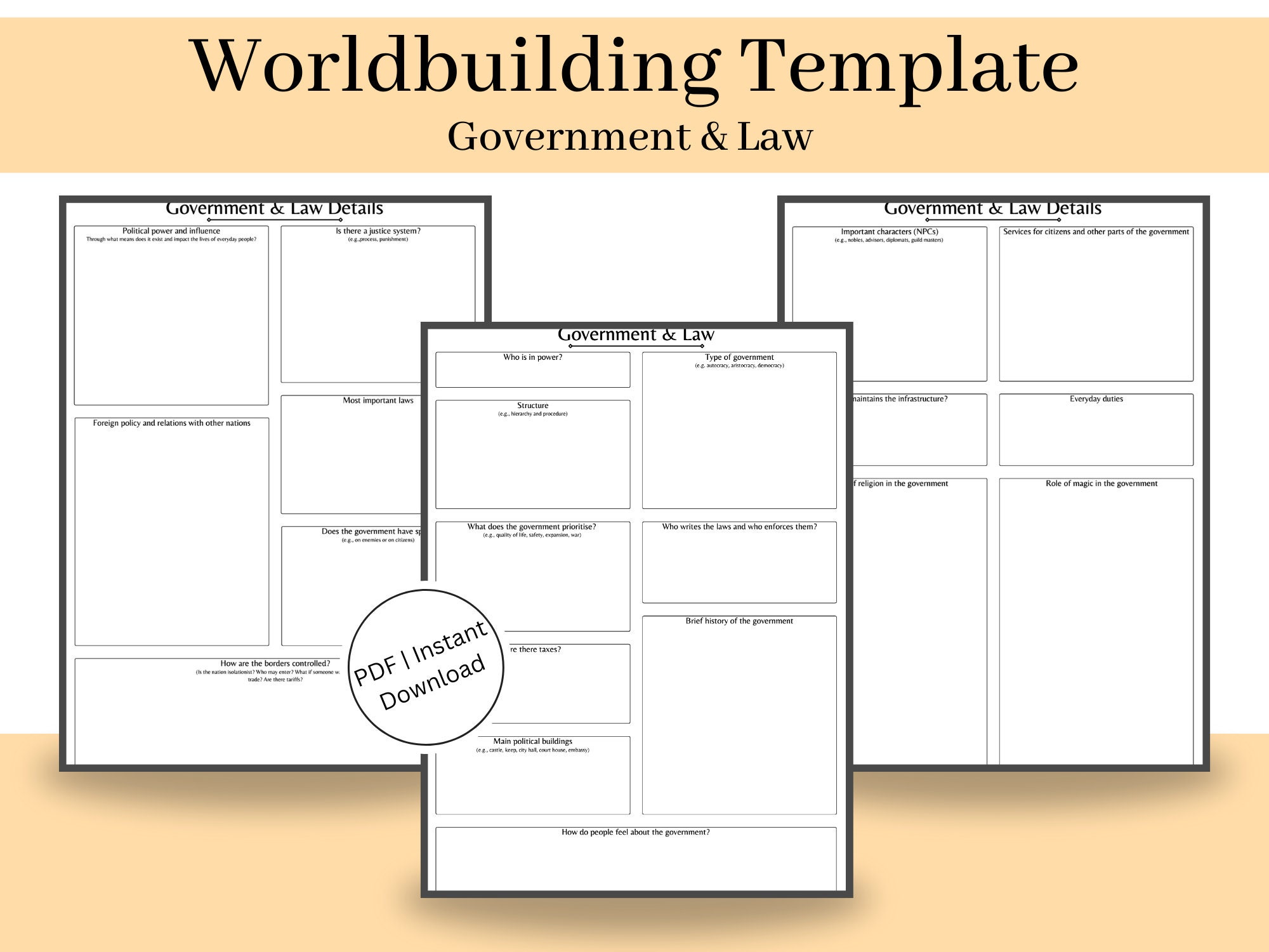 Fantasy Worldbuilding Template for Government and Law Creative Writing Fantasy Worldbuilding Template for Government and Law Creative Writing