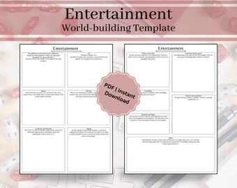 Fantasy Worldbuilding Entertainment Template: DnD, TTRPG, Book Writing (Digital and Printable)
