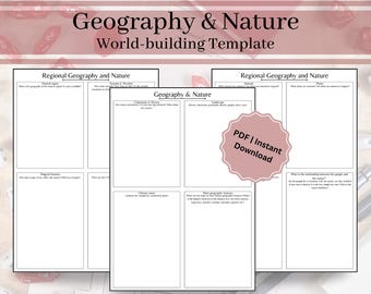 Fantasy Worldbuilding Template: Geography & Nature for DnD, TTRPGs (Digital and Printable)