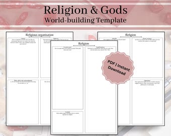 Fantasy Worldbuilding Religion Template: DnD, TTRPG, Book Writing (Digital and Printable)