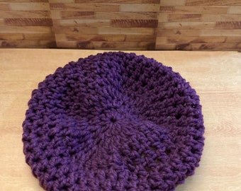 Purple Handmade Crochet Beret