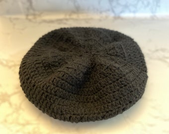 Black Handmade Crochet Beret