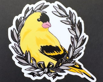 Yellow Bird, Silver Wreath Sticker | Bright Eyes, Conor Oberst, We Are Nowhere and It's Now, I'm Wide Awake It's Morning