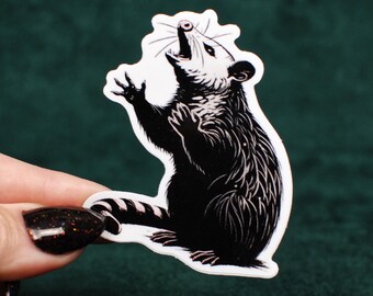 Screaming Opossum Sticker – Funny Trash Goblin, Animal Meme, Vinyl Decal