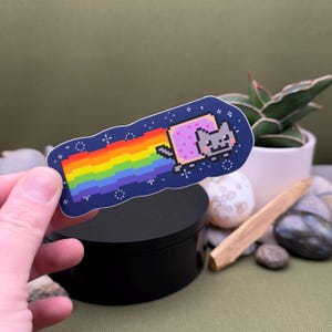 Pegatina de Nyan Cat: Pop Tart arcoíris, nostalgia milenaria